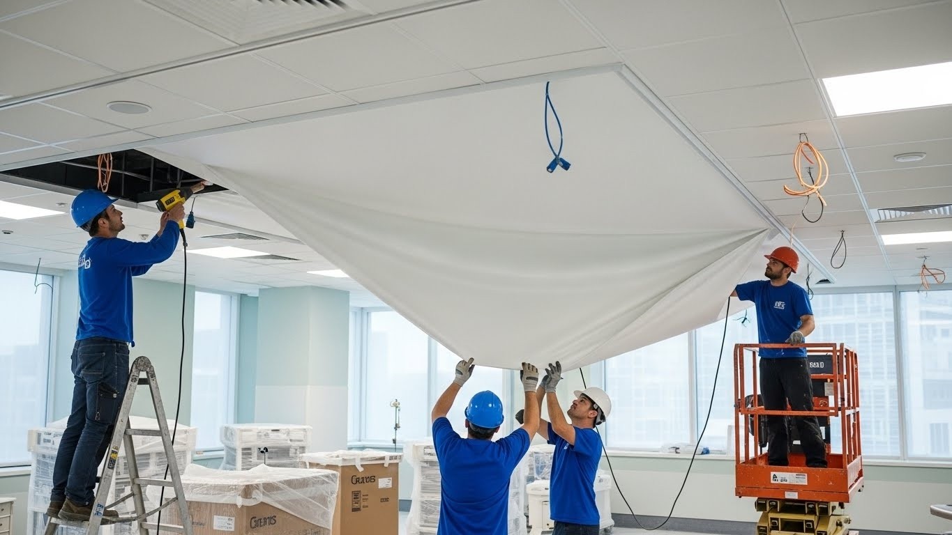 Монтаж натяжного потолка в медицинском учреждении