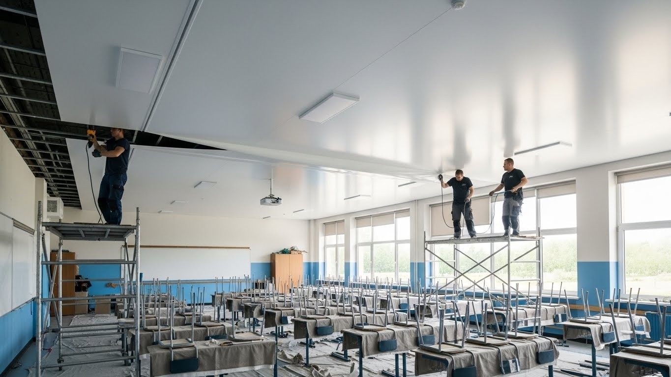 Монтаж натяжных потолков для образовательных учреждений