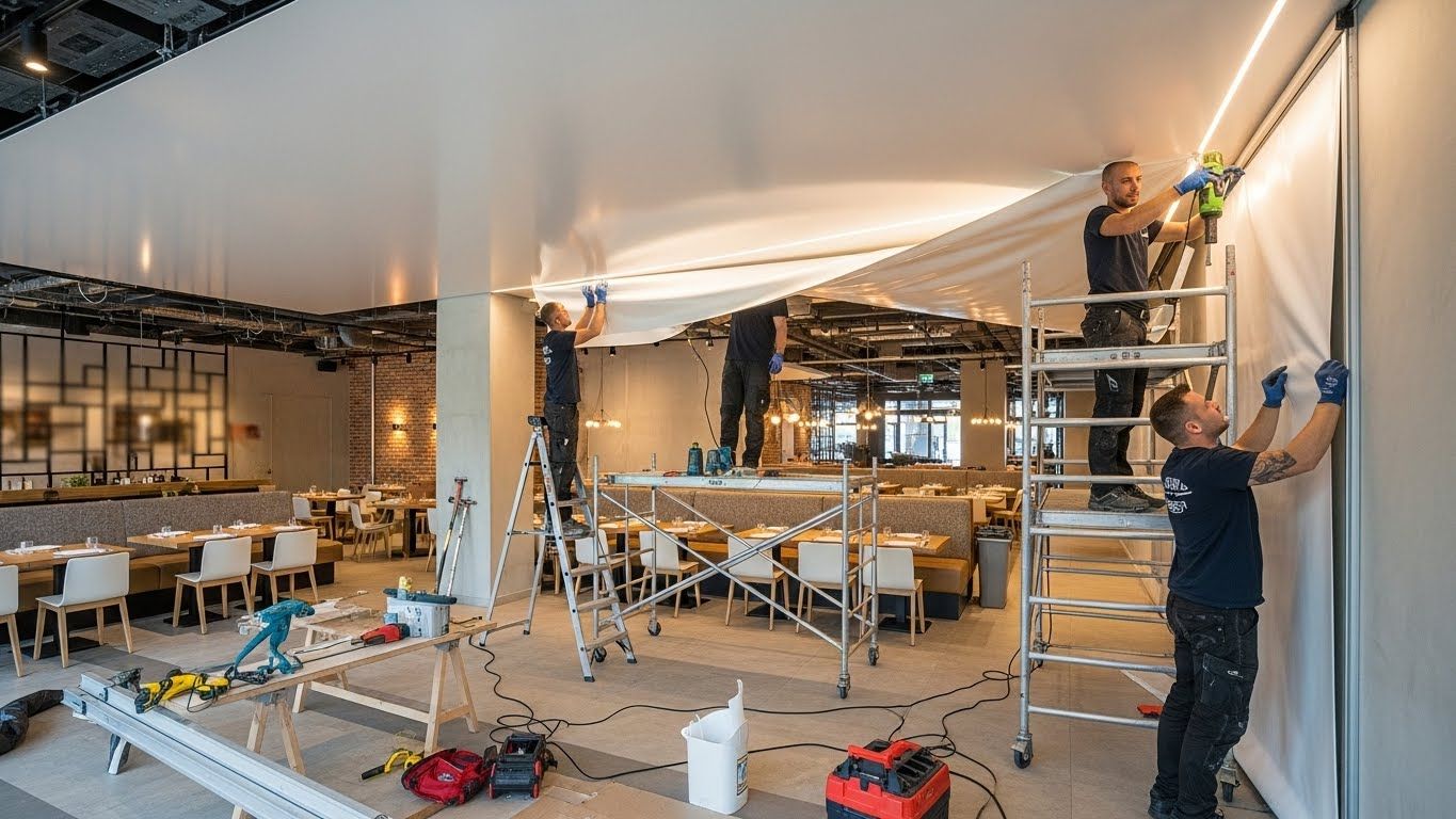Монтаж натяжных потолков для ресторанов и кафе