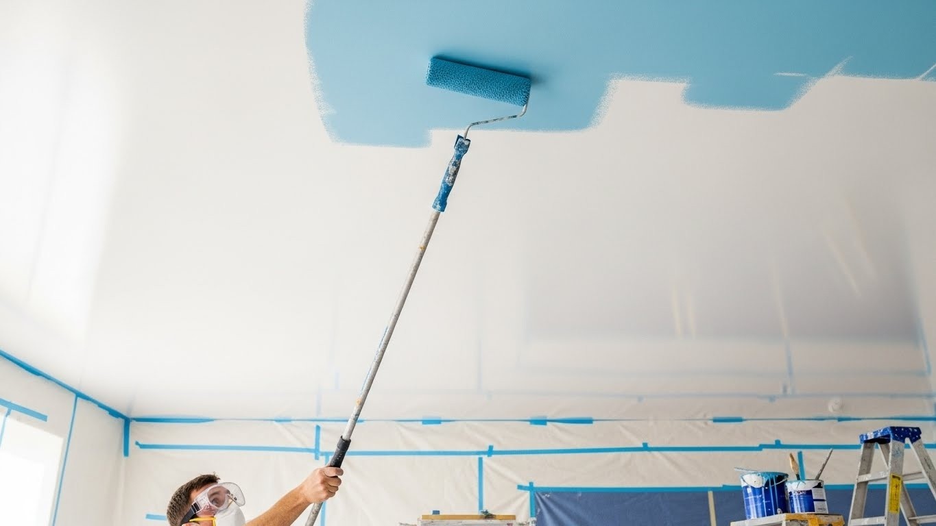 Покраска натяжных потолков