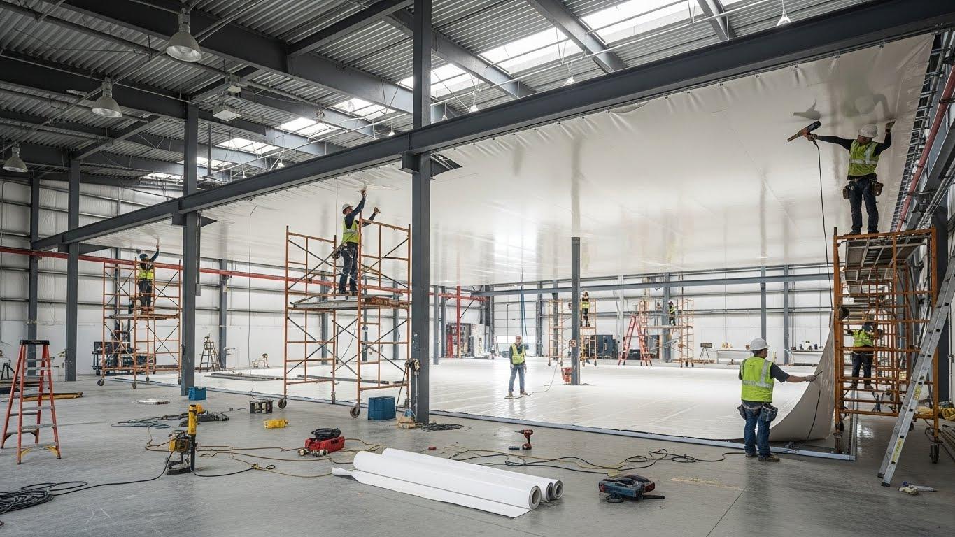 Натяжной потолок на промышленном объекте