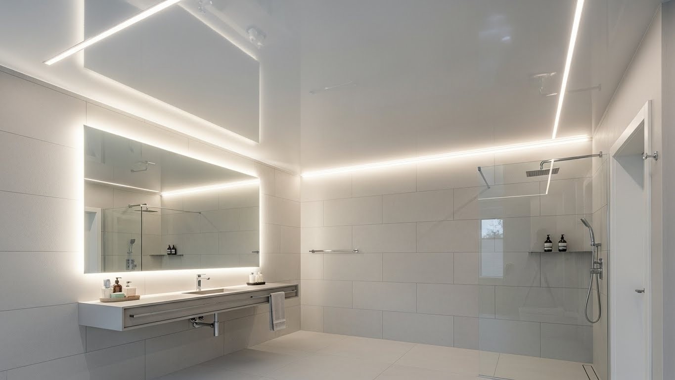 Натяжные потолки для ванной матовые