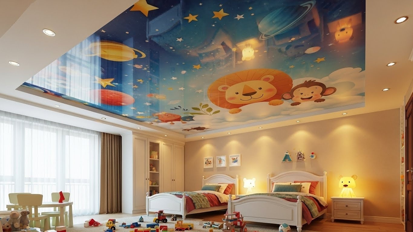 Как выбрать натяжной потолок для детской