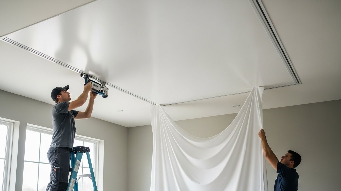 Матовый тканевый натяжной потолок