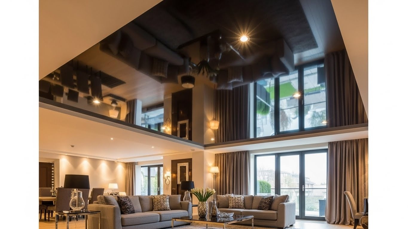 Натяжные потолки для гостиной глянцевые