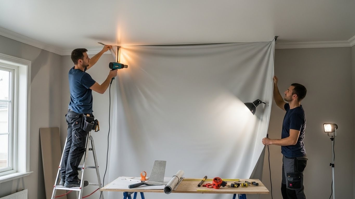 Монтаж натяжных потолков с матовой отделкой для жилых помещений