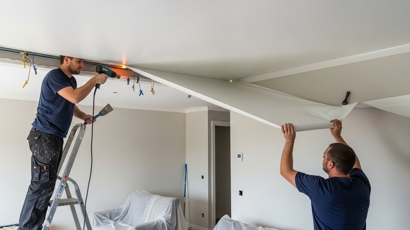 Матовый натяжной потолок в жилом помещении