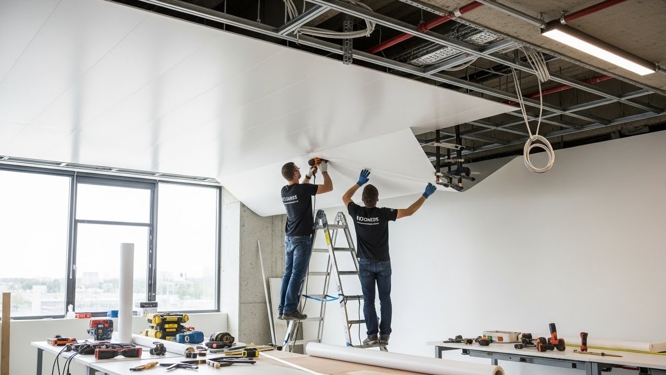 Монтаж натяжных потолков с матовой отделкой для офисов