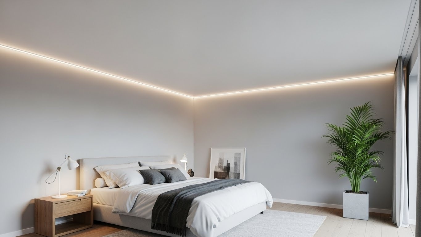 Натяжные потолки для спальни одноуровневые