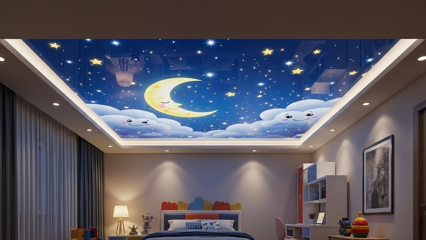 Натяжные потолки для детской с подсветкой
