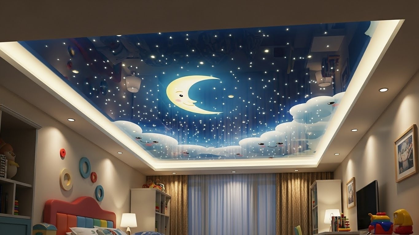 Натяжной потолок с подсветкой в детской