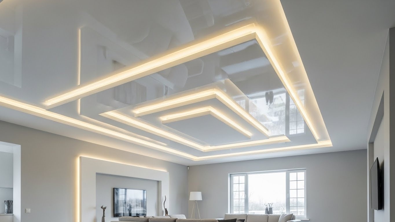 Натяжной потолок в интерьере Пример натяжного потолка в интерьере