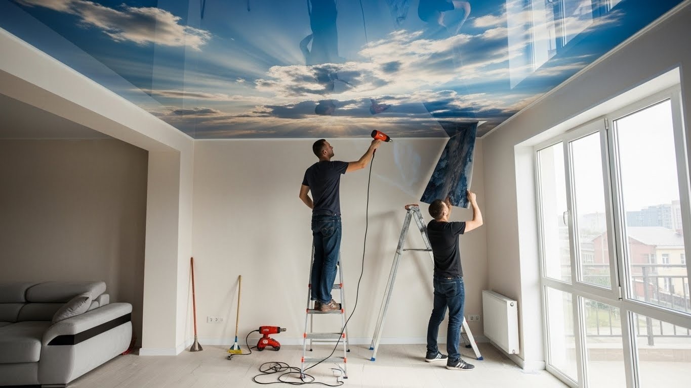 Натяжной потолок с фотопечатью для жилого помещения