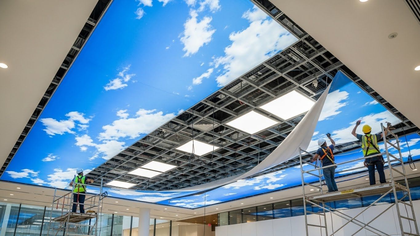 Потолок с фотопечатью: как это работает