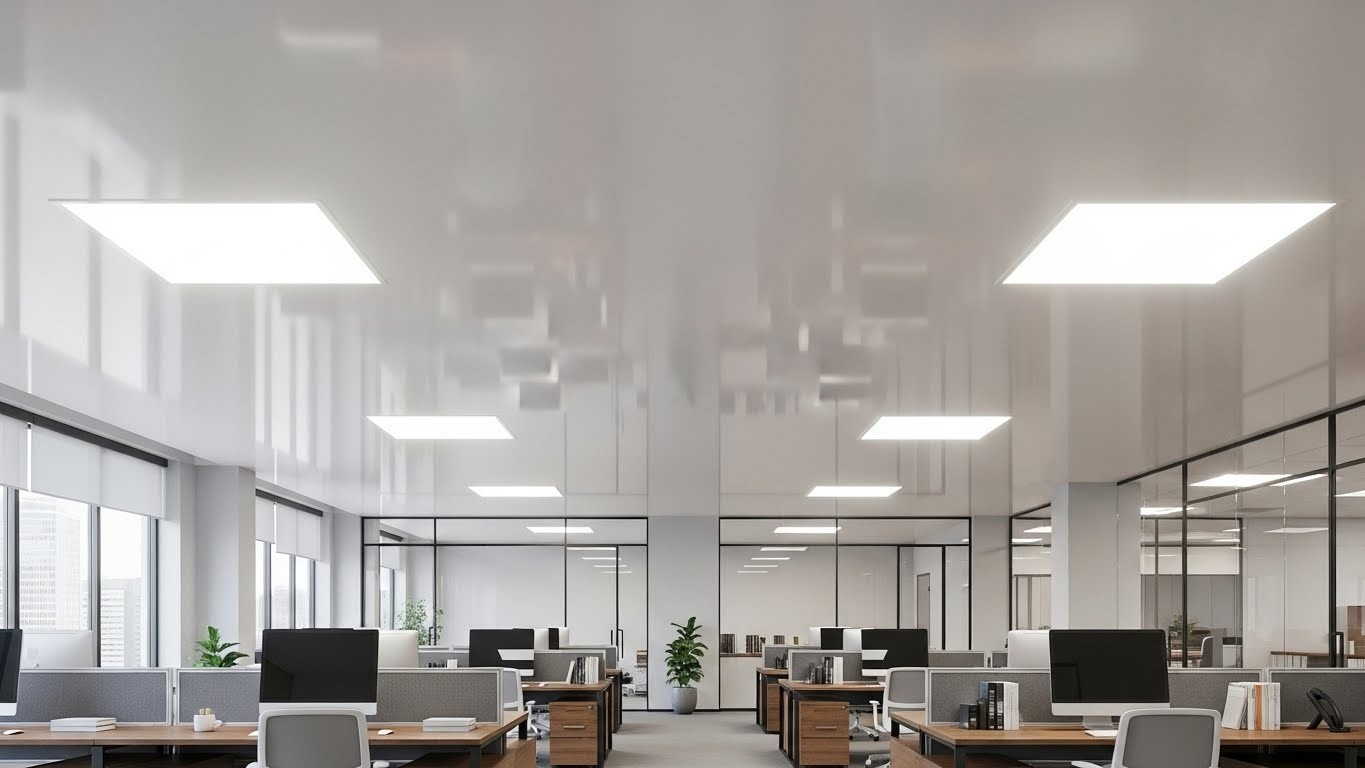 Натяжные потолки для офиса одноуровневые