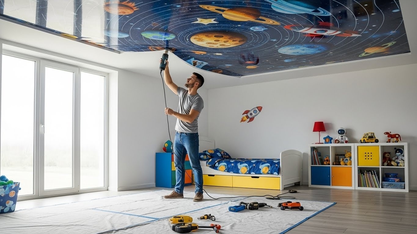 Натяжной потолок с фотопечатью для детской комнаты