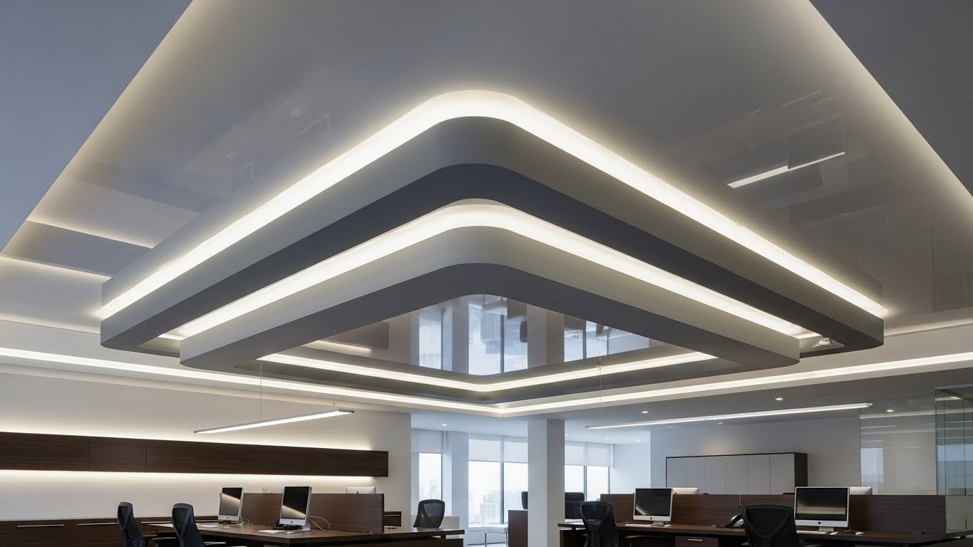 Натяжные потолки для офиса многоуровневые