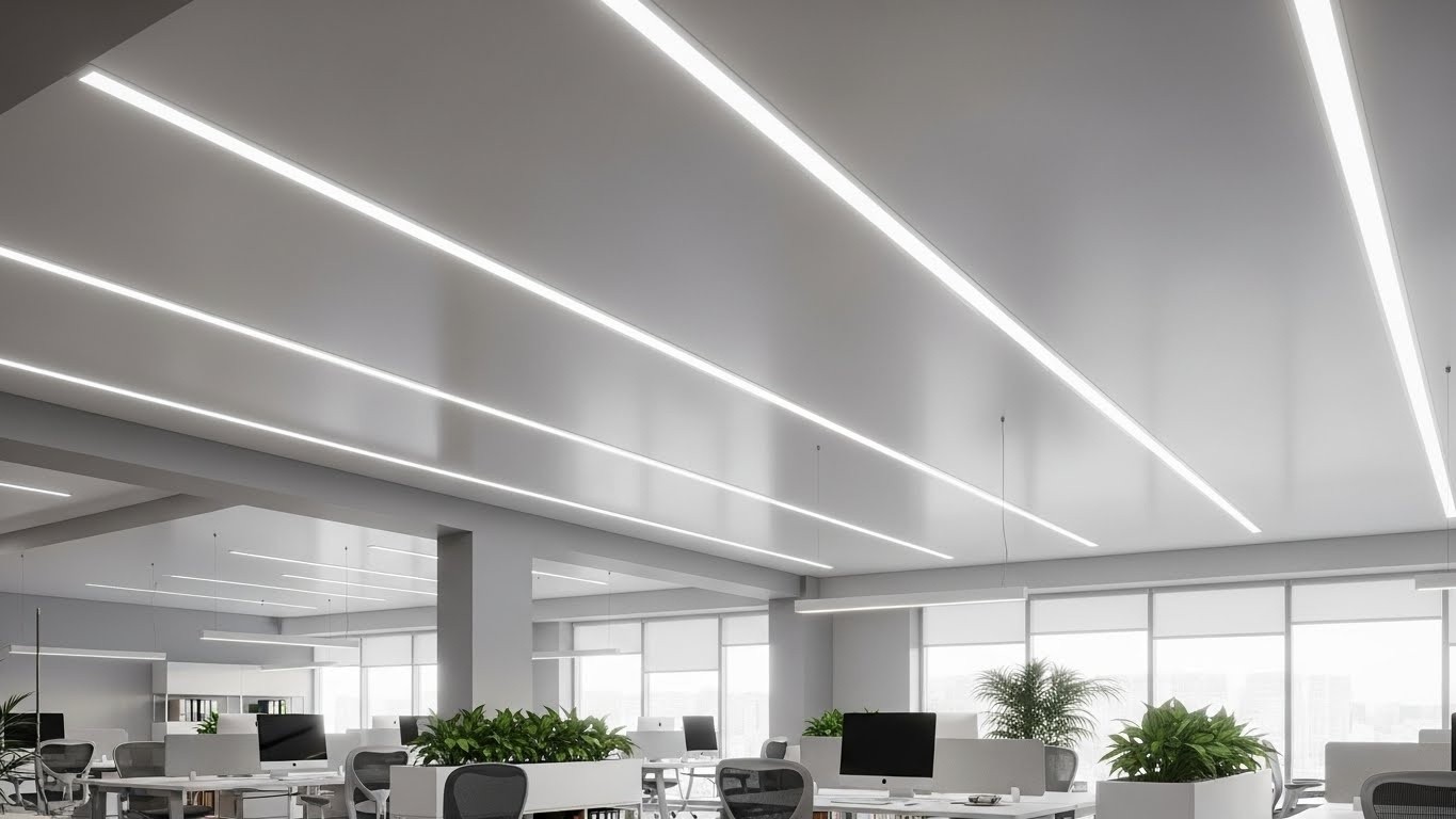 Матовый натяжной потолок в офисе