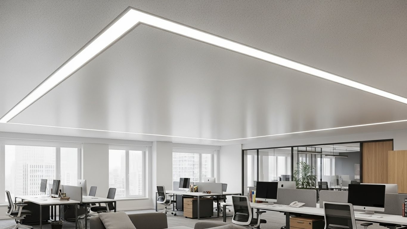 Звукоизоляционный натяжной потолок в офисе