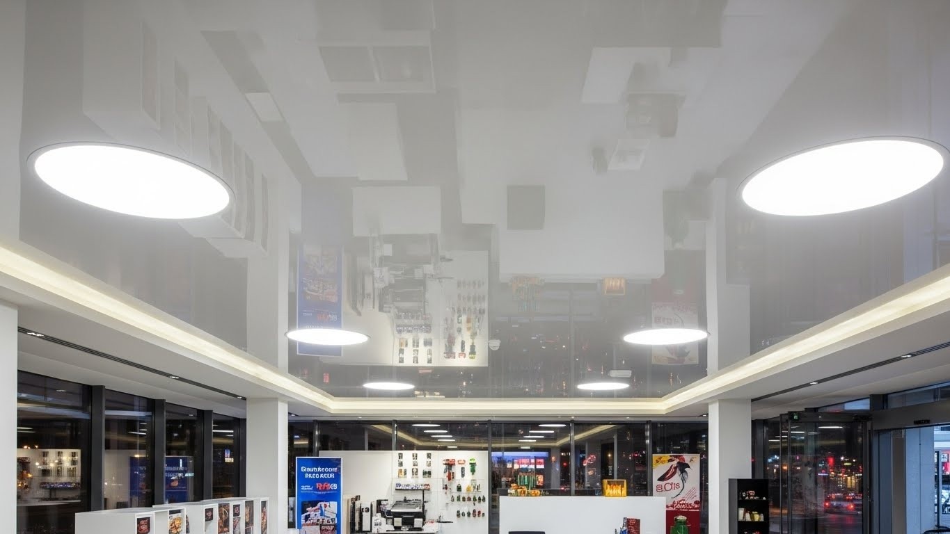 Натяжные потолки для коммерческих помещений глянцевые