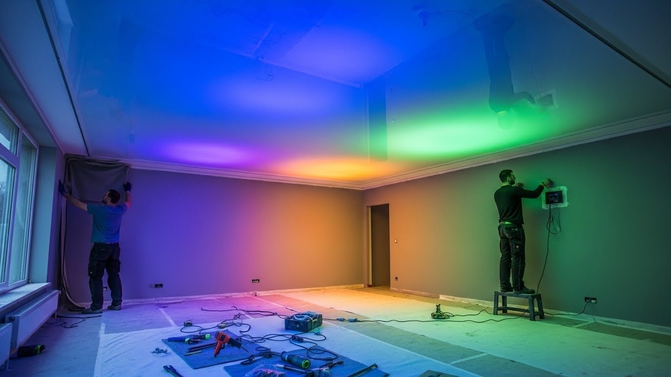 Натяжной потолок с LED подсветкой с изменяемым цветом