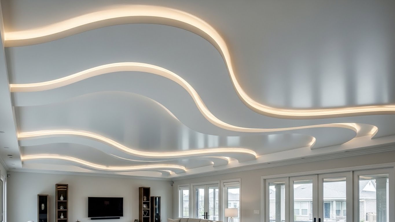 Монтаж натяжных потолков с криволинейными формами для жилых помещений