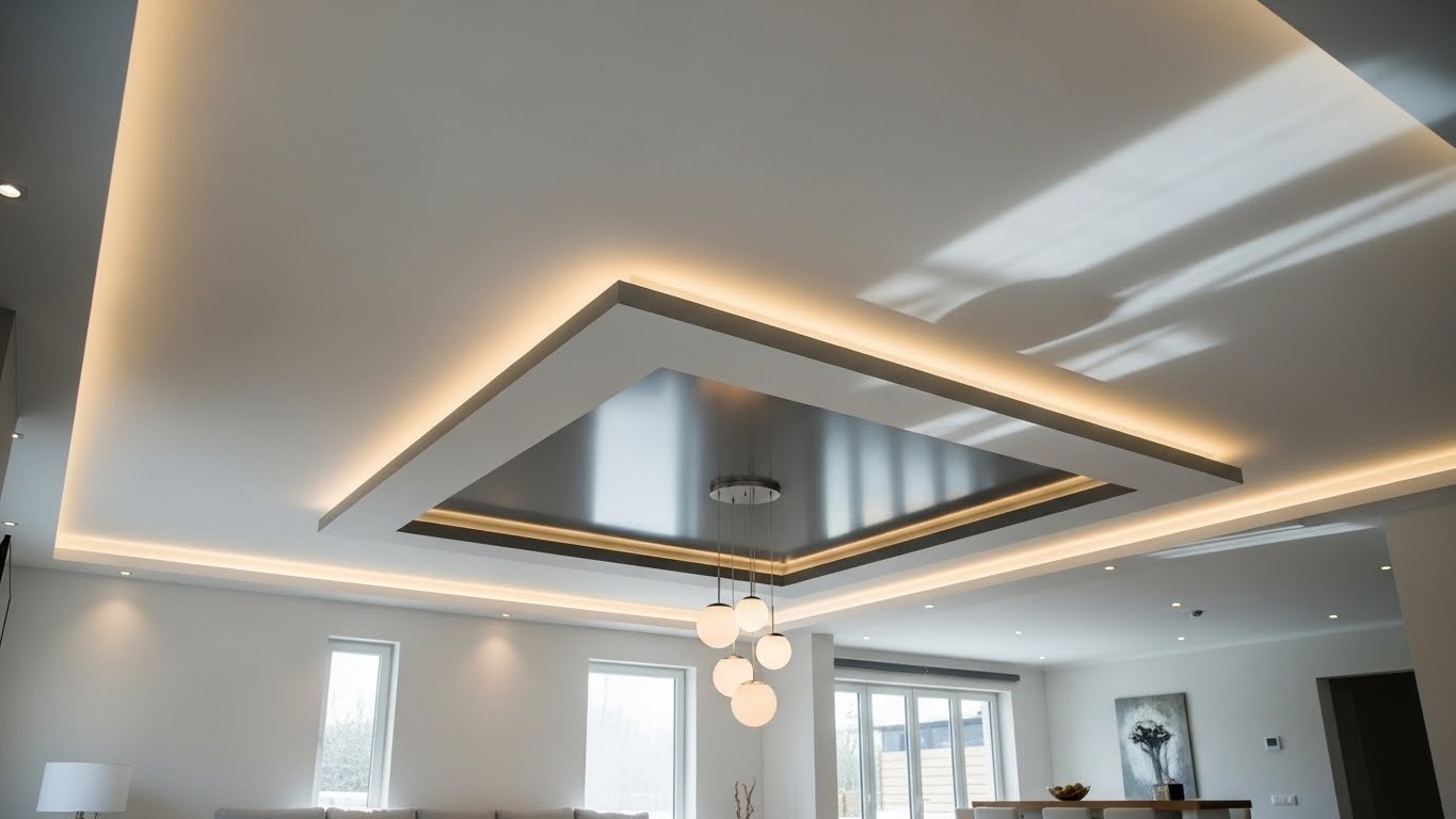 Монтаж натяжных потолков с многоуровневыми конструкциями для жилых помещений