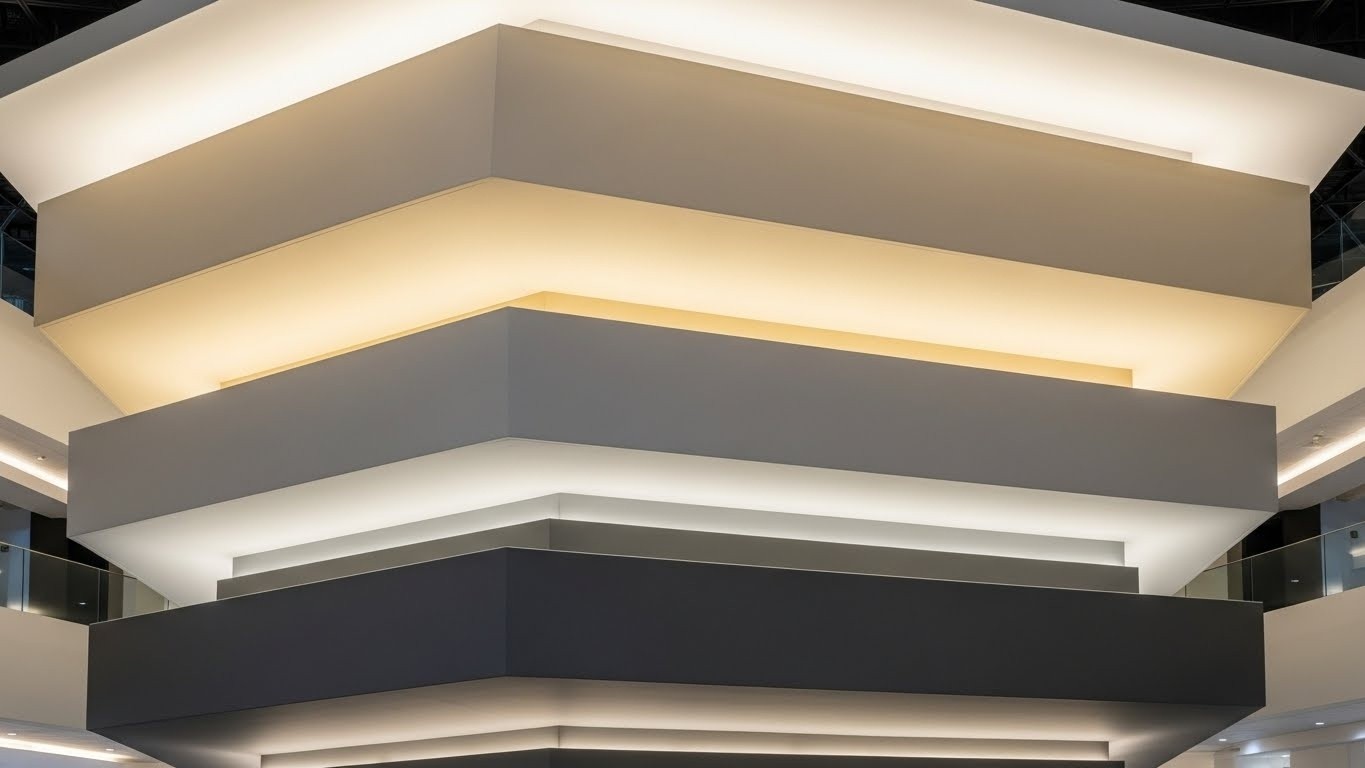 Натяжные потолки из ткани многоуровневые