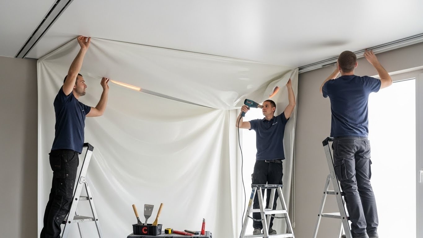 Монтаж натяжных потолков по материалу