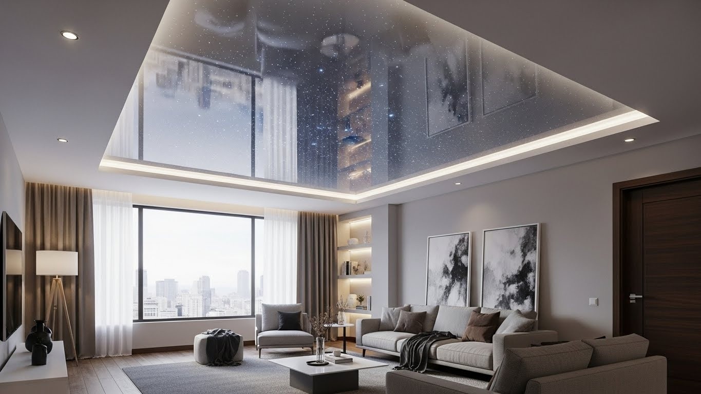 Натяжные потолки для гостиной