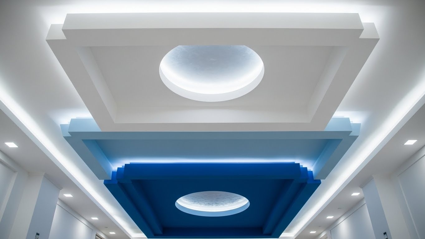 Многоуровневый тканевый натяжной потолок