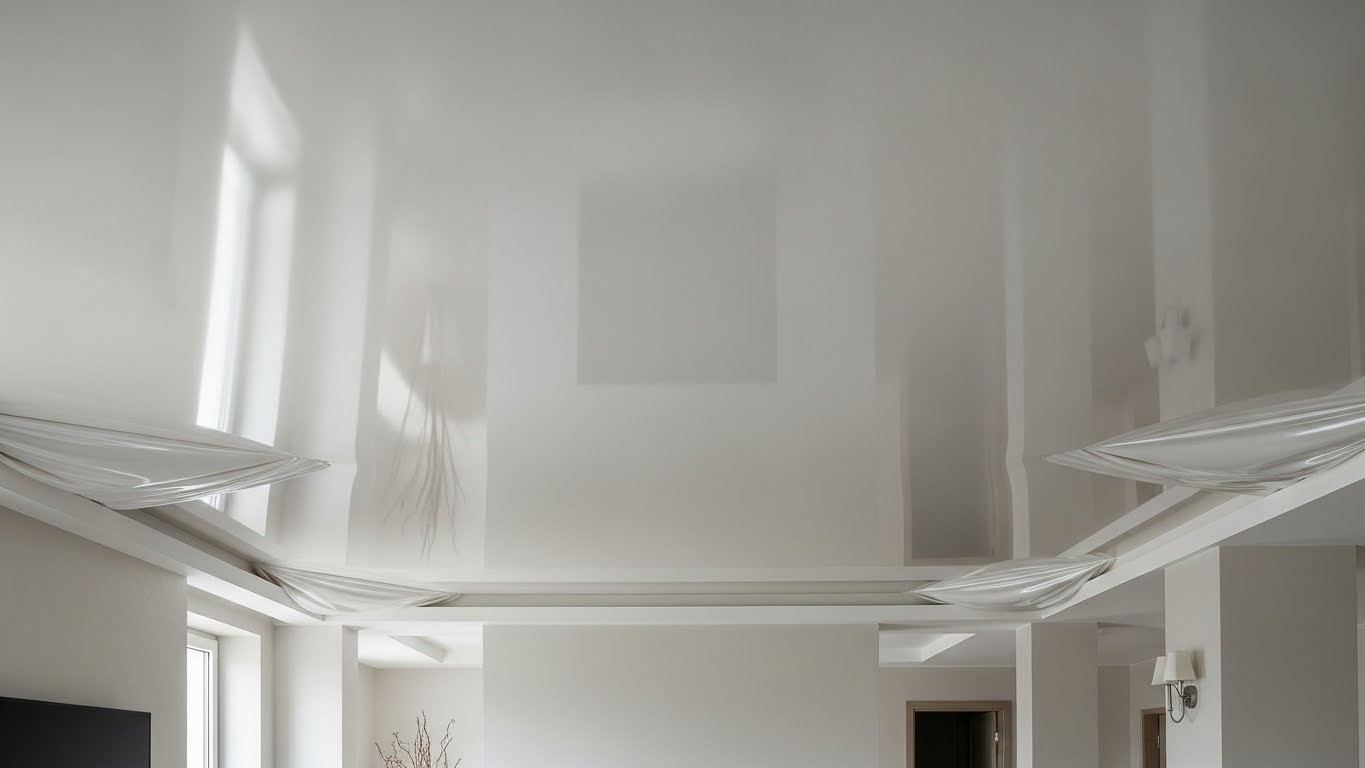 Глянцевый сатиновый натяжной потолок