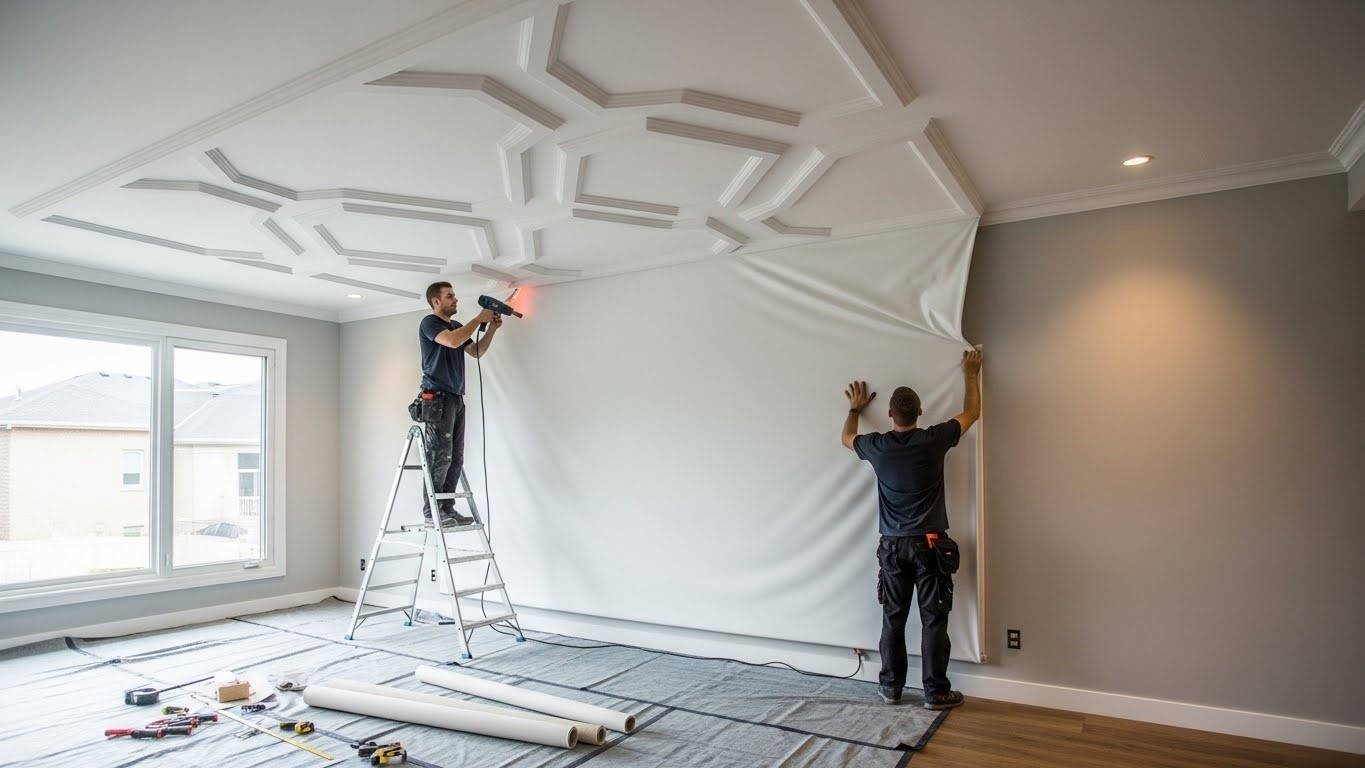 Монтаж натяжных потолков с сложными геометрическими формами для жилых помещений