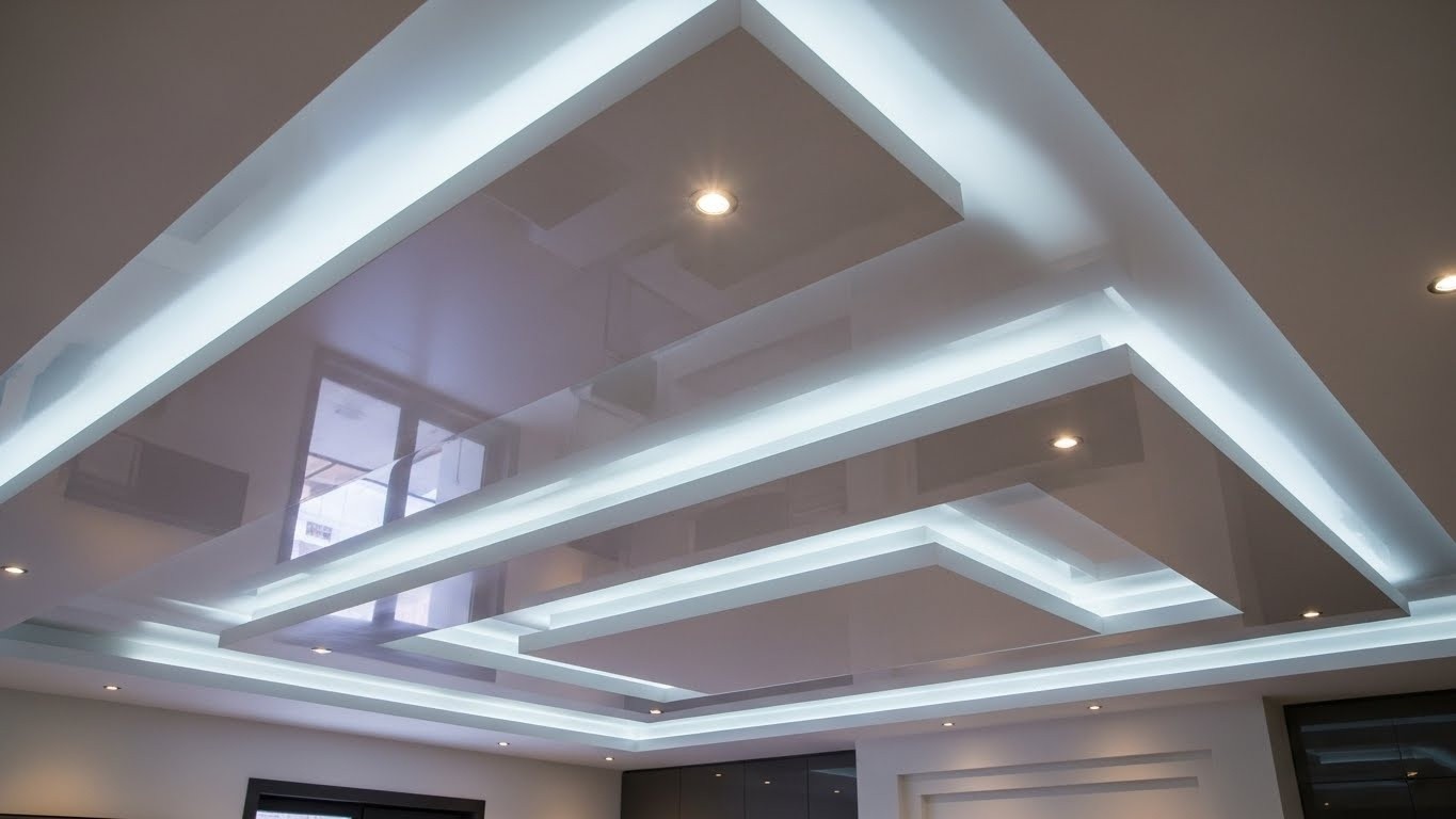 Натяжные потолки из глянцевой пленки многоуровневые