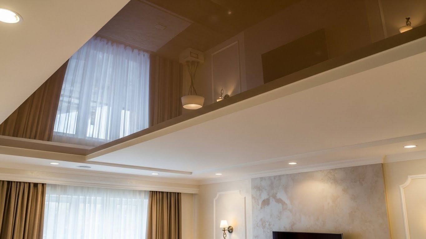 Матовый глянцевый натяжной потолок