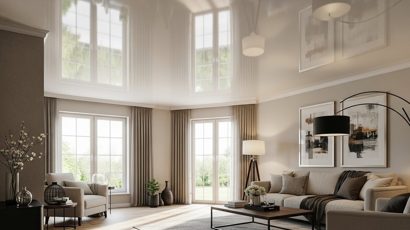 Монтаж натяжных потолков с декоративными вставками для жилых помещений