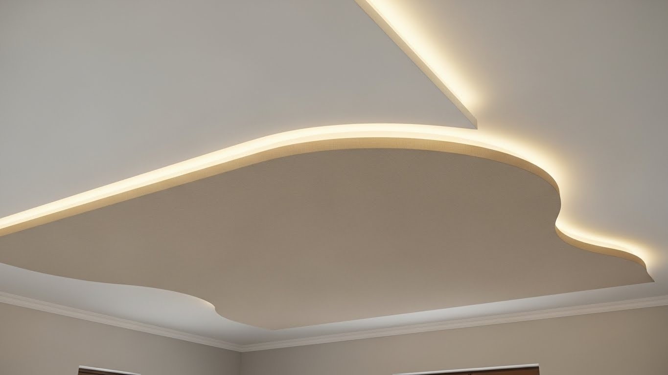 Многоуровневый натяжной потолок из бесшовного полотна