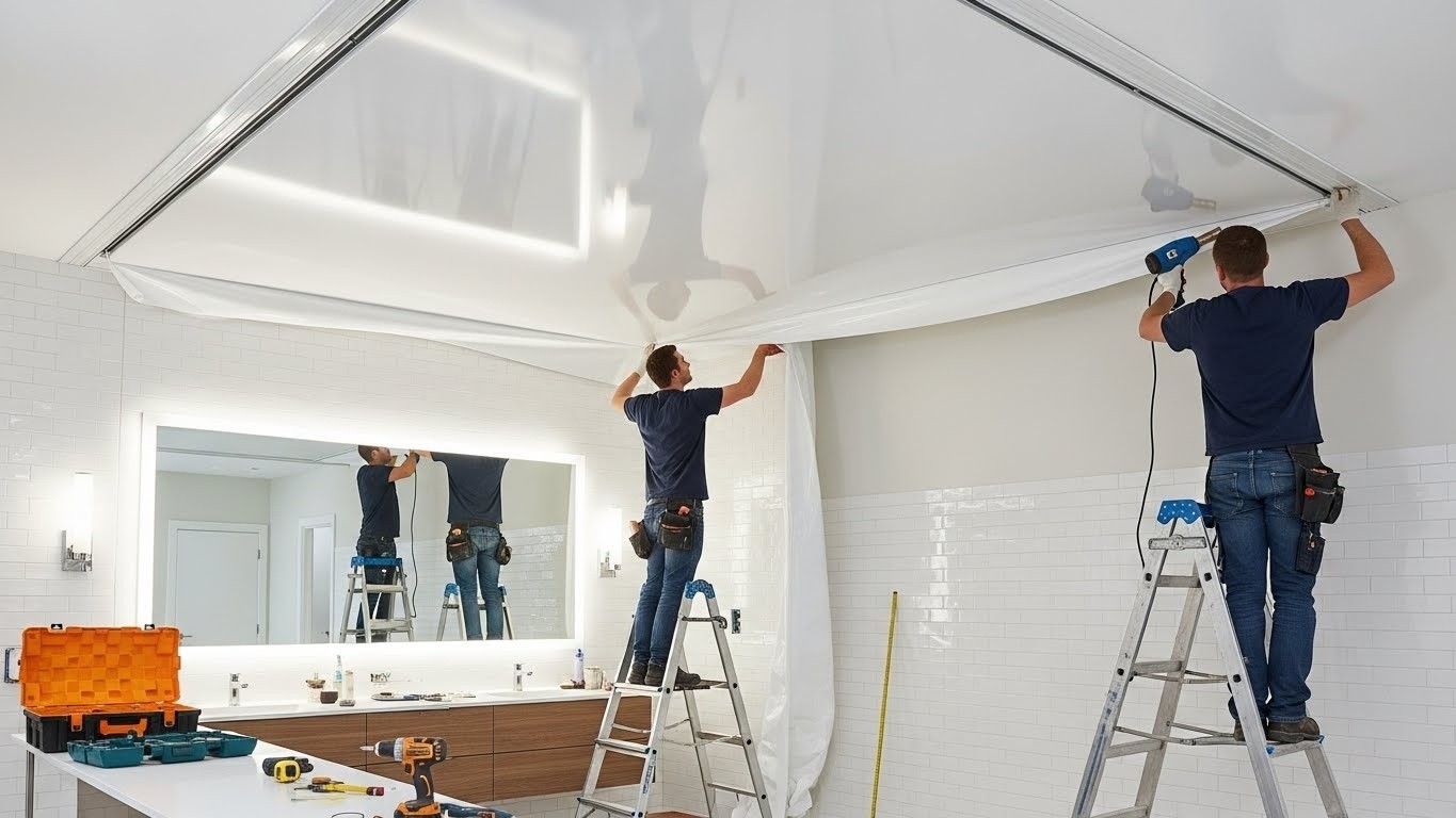 Как сделать натяжной потолок в ванной