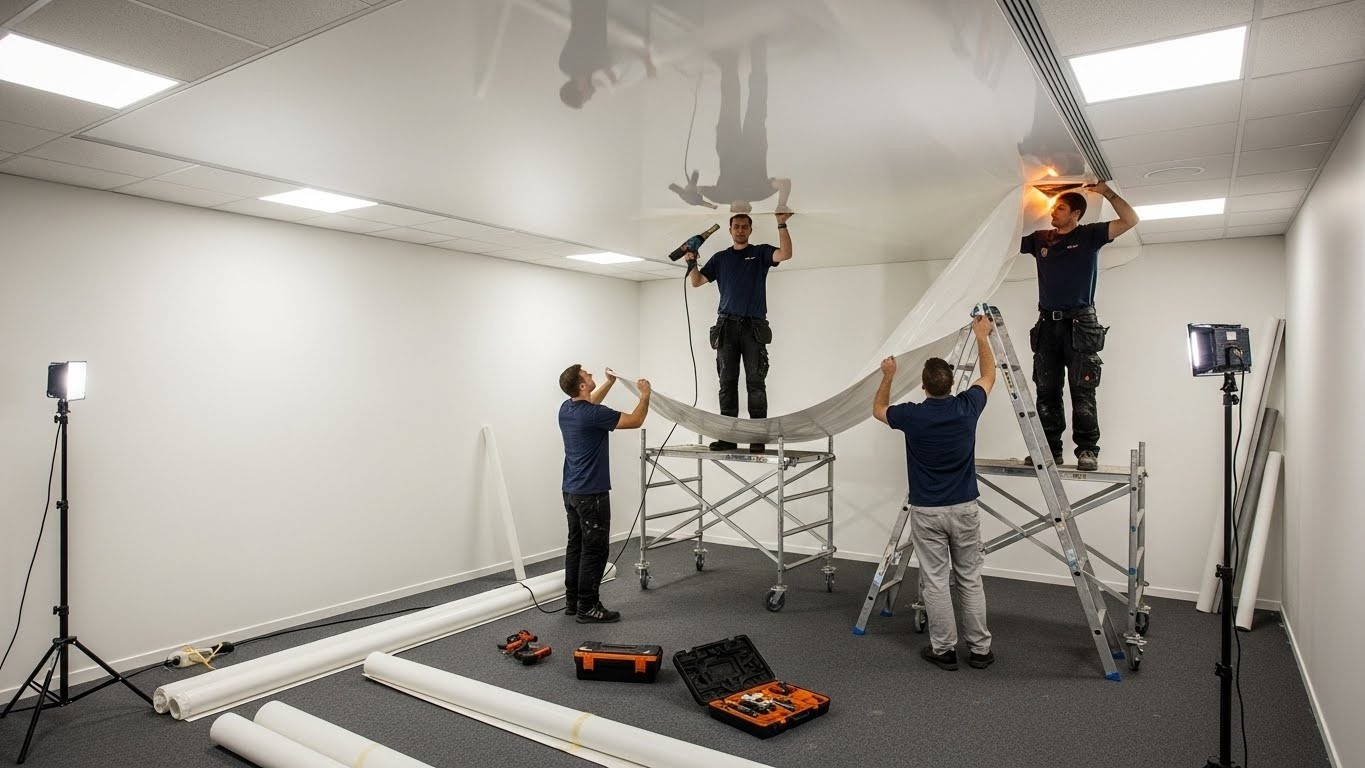 Монтаж натяжных потолков для небольших офисов