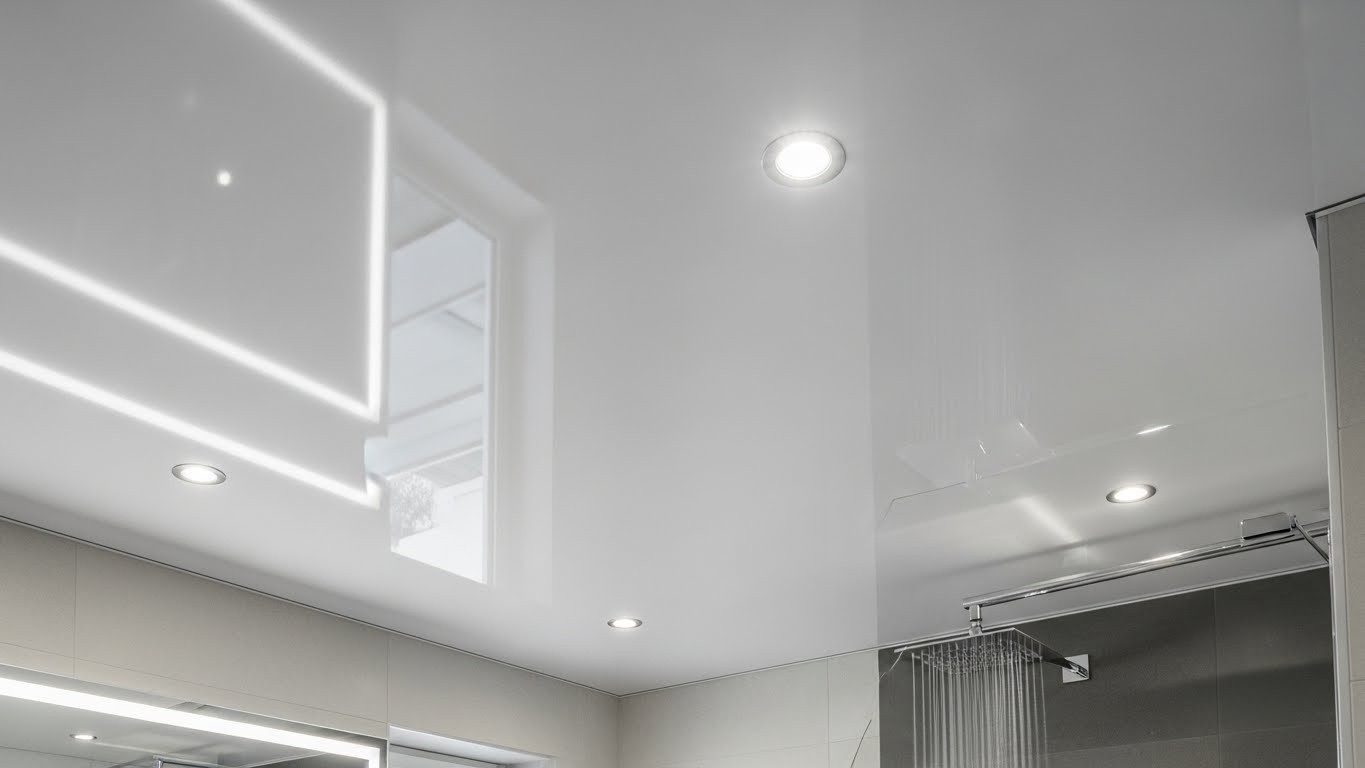 Глянцевые влагостойкие натяжные потолки