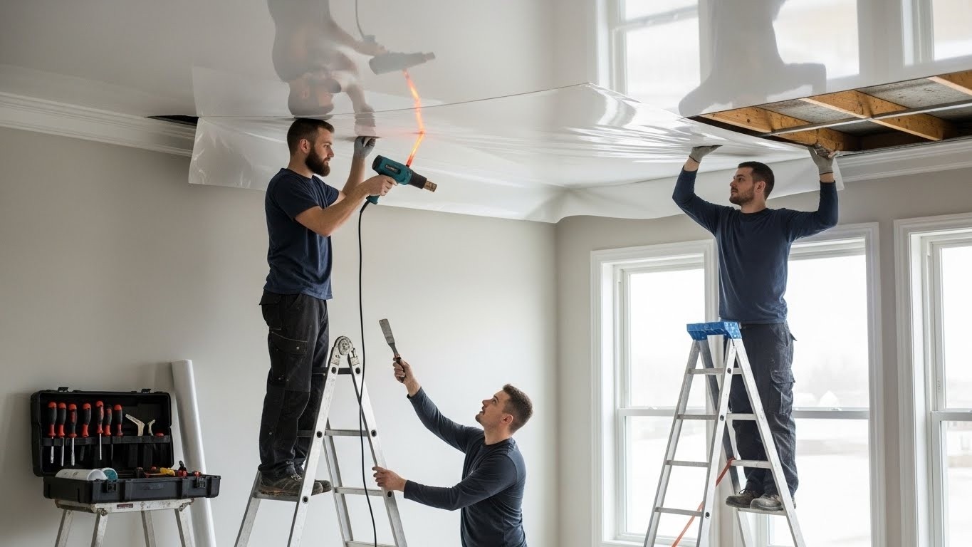 Натяжной потолок в среднем жилом помещении