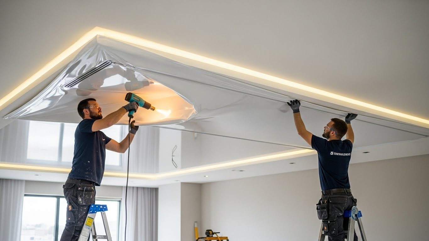 Монтаж натяжных потолков с LED подсветкой
