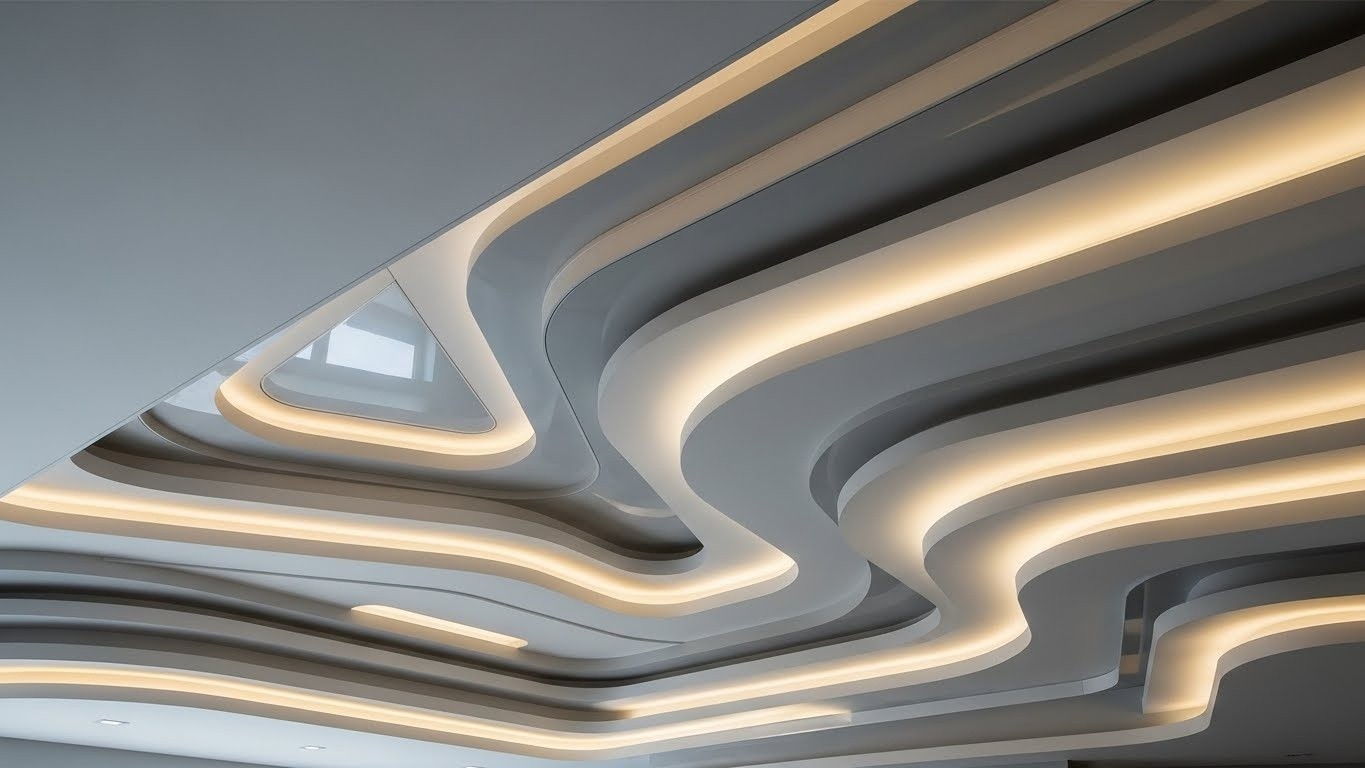 Натяжные потолки сатиновые многоуровневые