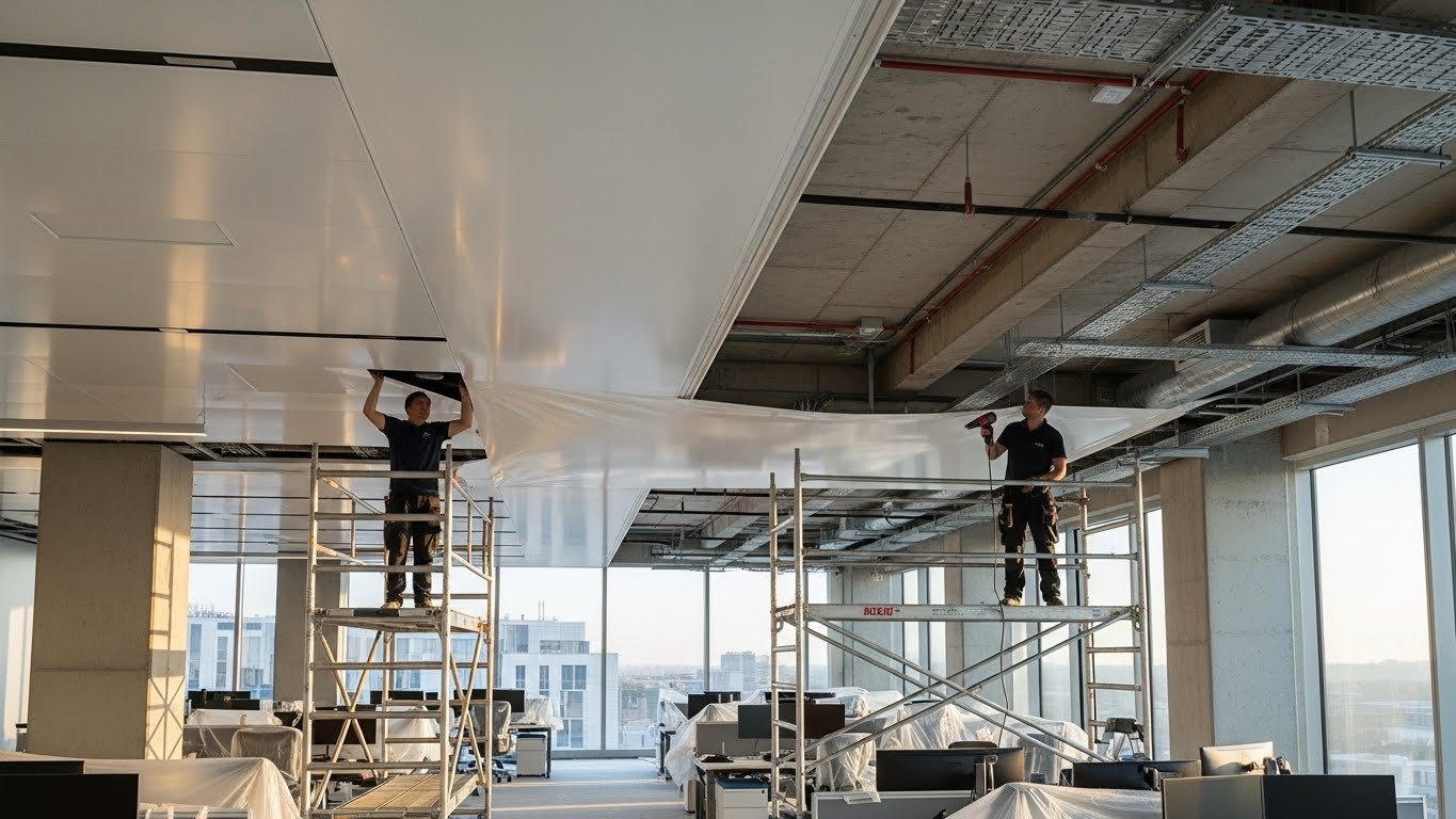 Натяжной потолок для крупного офиса