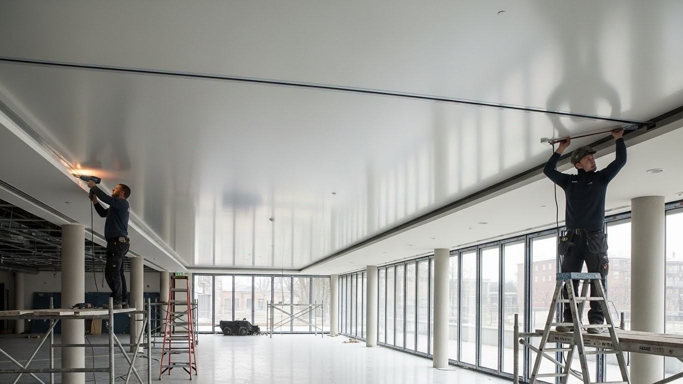 Натяжной потолок в крупном зале