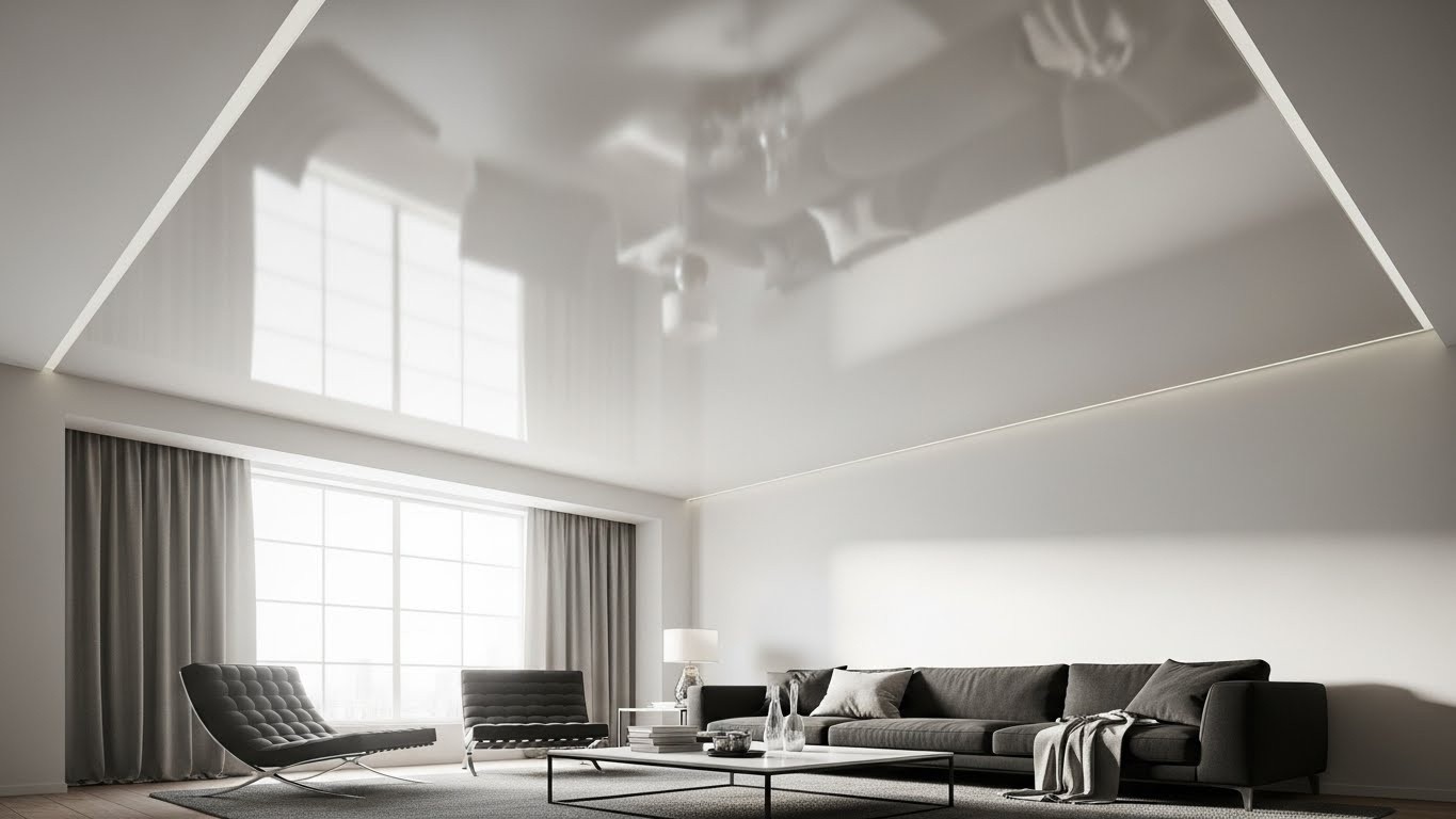 Сатиновый глянцевый натяжной потолок