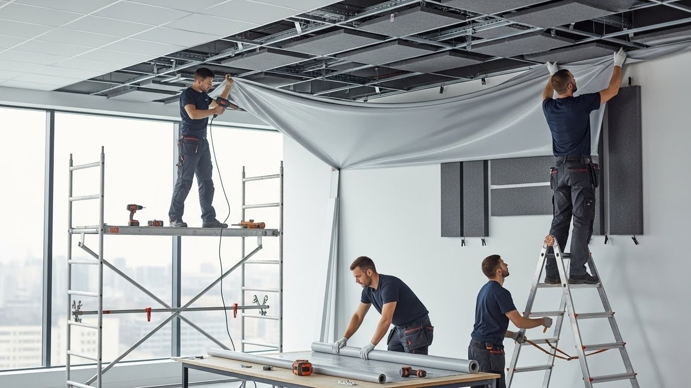 Натяжной потолок с шумоизоляцией в офисе