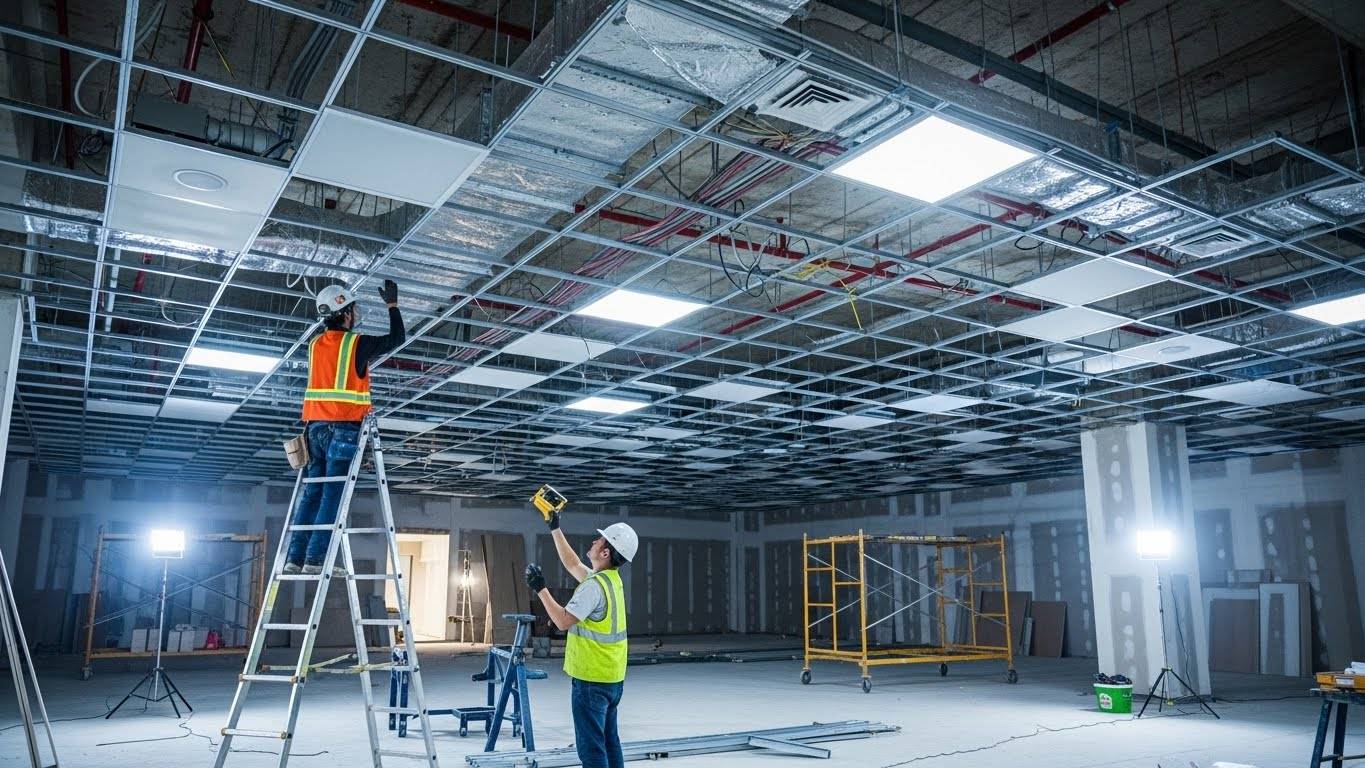 Натяжной потолок с подсветкой в торговом помещении