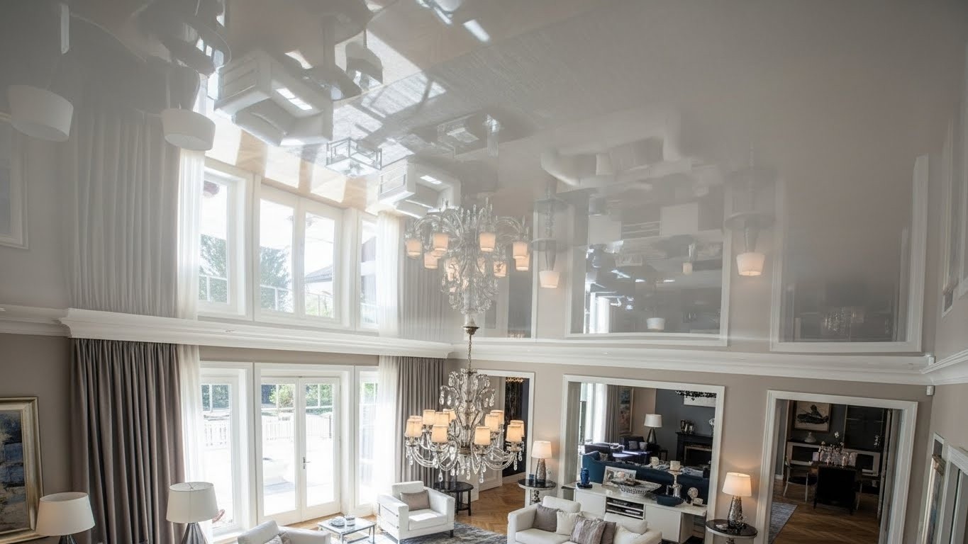 Натяжные потолки с зеркальной поверхностью глянцевые