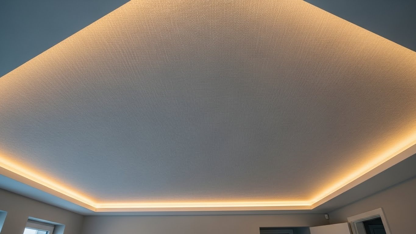 Матовый натяжной потолок с декоративной текстурой